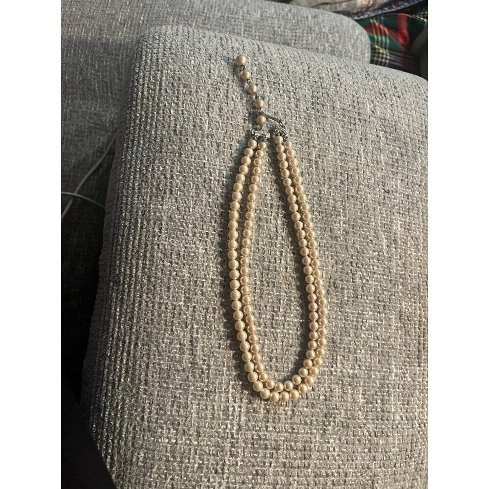 Vintage Marvella double strand faux pearl necklace Choker 7.5”